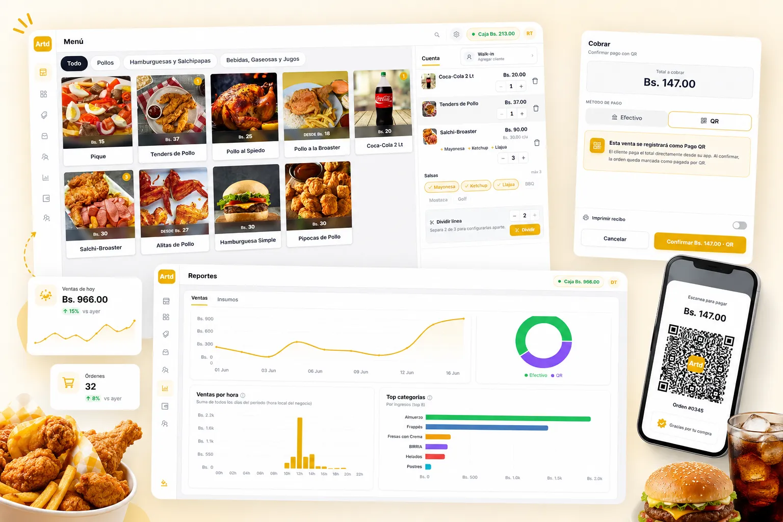 Khash, Multi-Tenant ERP / POS for Restaurants, interface preview